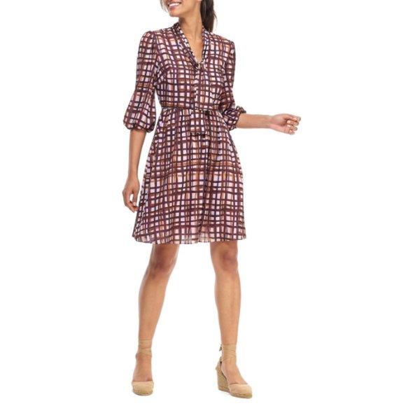 Gal Meets Glam Dresses & Skirts - Gal Meets Glam Brushstroke Plaid Tie Dress 4